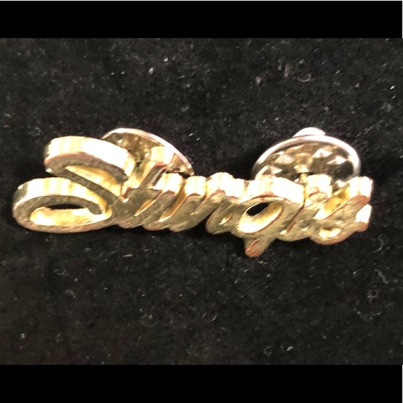 STURGIS Script gold plated Pin 
with posts size 1 1/2" x 1/2"  excellent cond - Picture 8 of 10